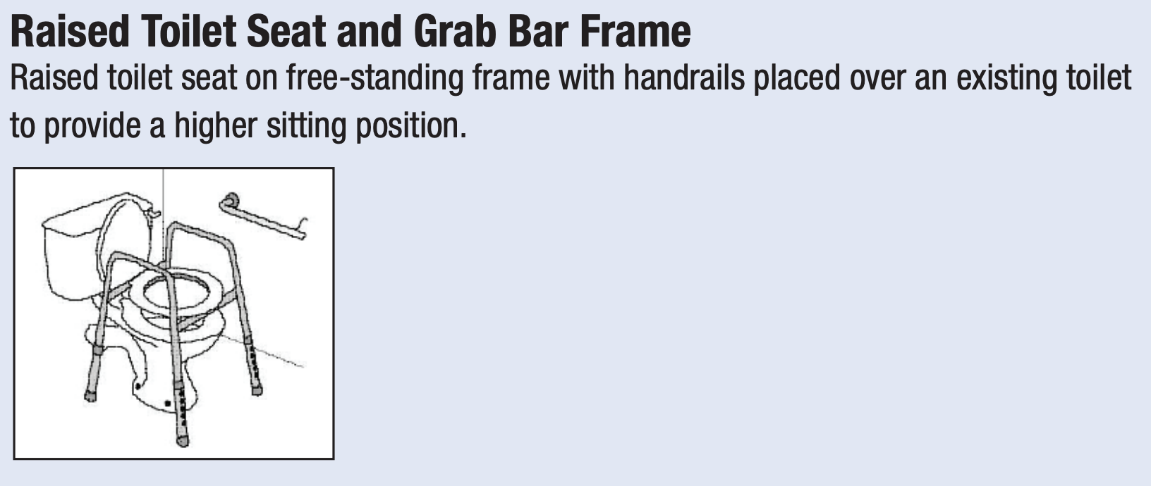 Raised toilet seat and grab bar frame